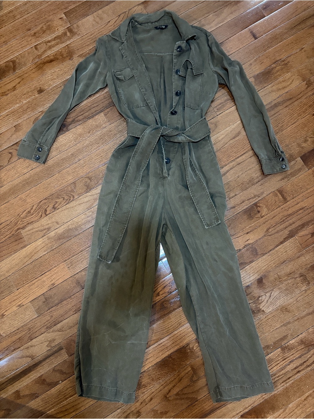 Massimo Dutti Olive Green Utility Jumpsuit